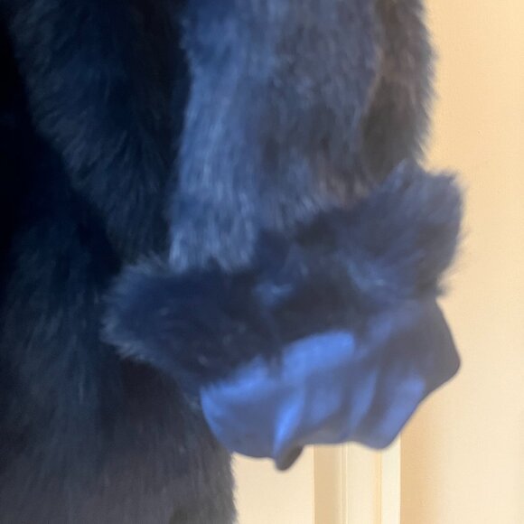 ASOS Navy Blue Faux Fur Womens Jacket US8 UK12 EU40 Like New Worn Once - Picture 5 of 6